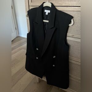 Topshop Black Double-Breasted Vest